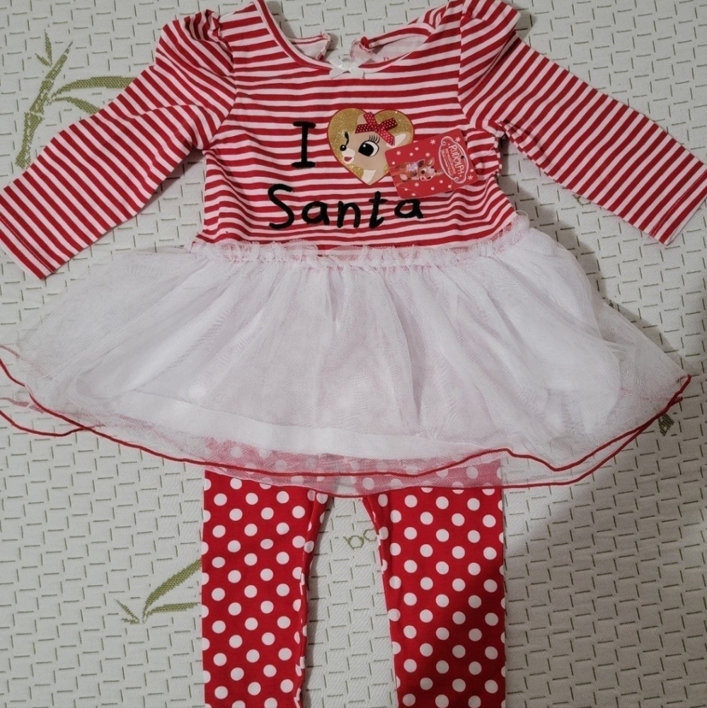 NWT  Rudolph the Red Nosed Reindeer Christmas Outfit. Size 12 months!